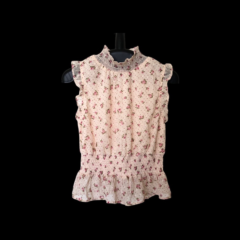 Japna size S Floral Flutter Sleeve Peplum Top